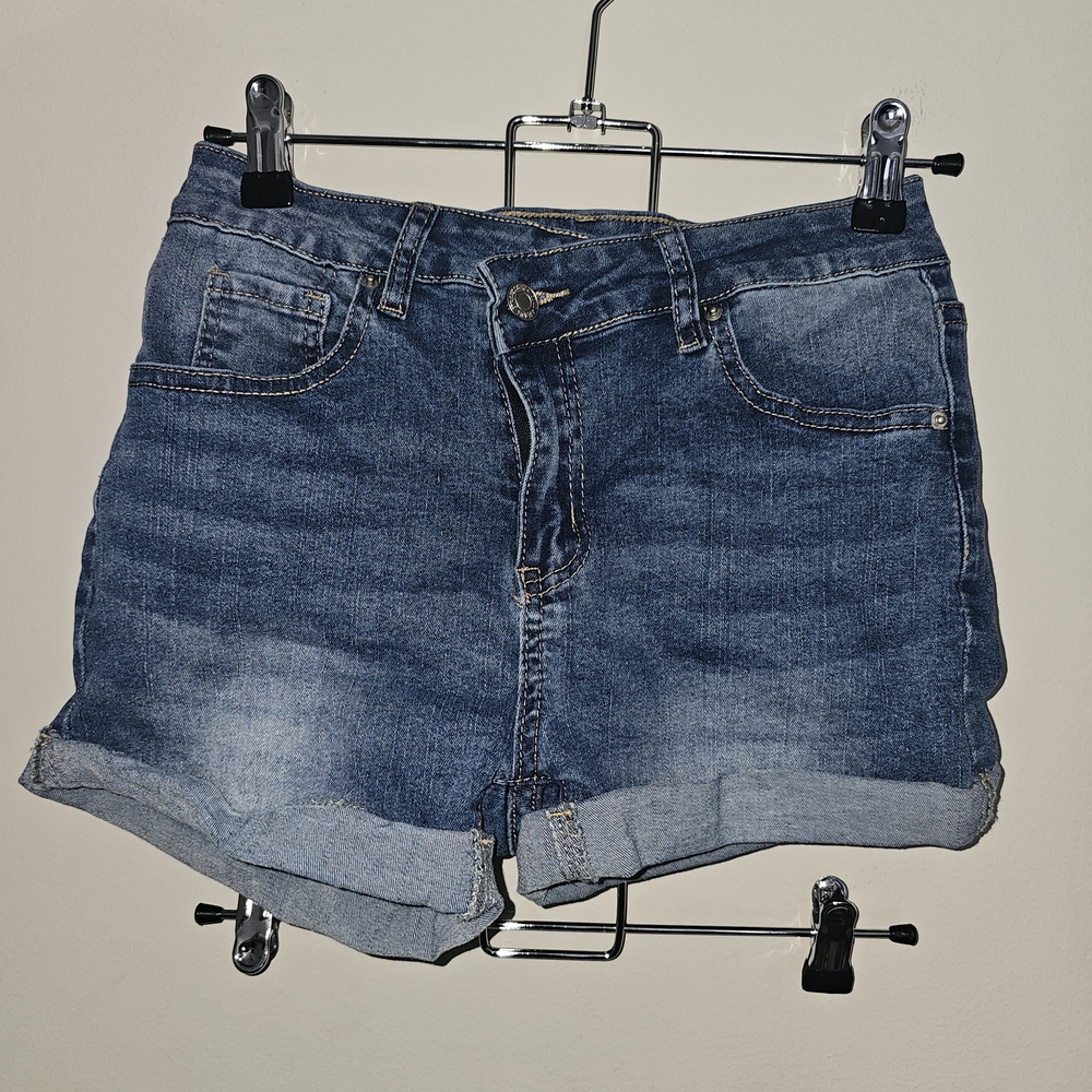 SHEIN Women's Denim Blue Roll-up Shorts Sz 27